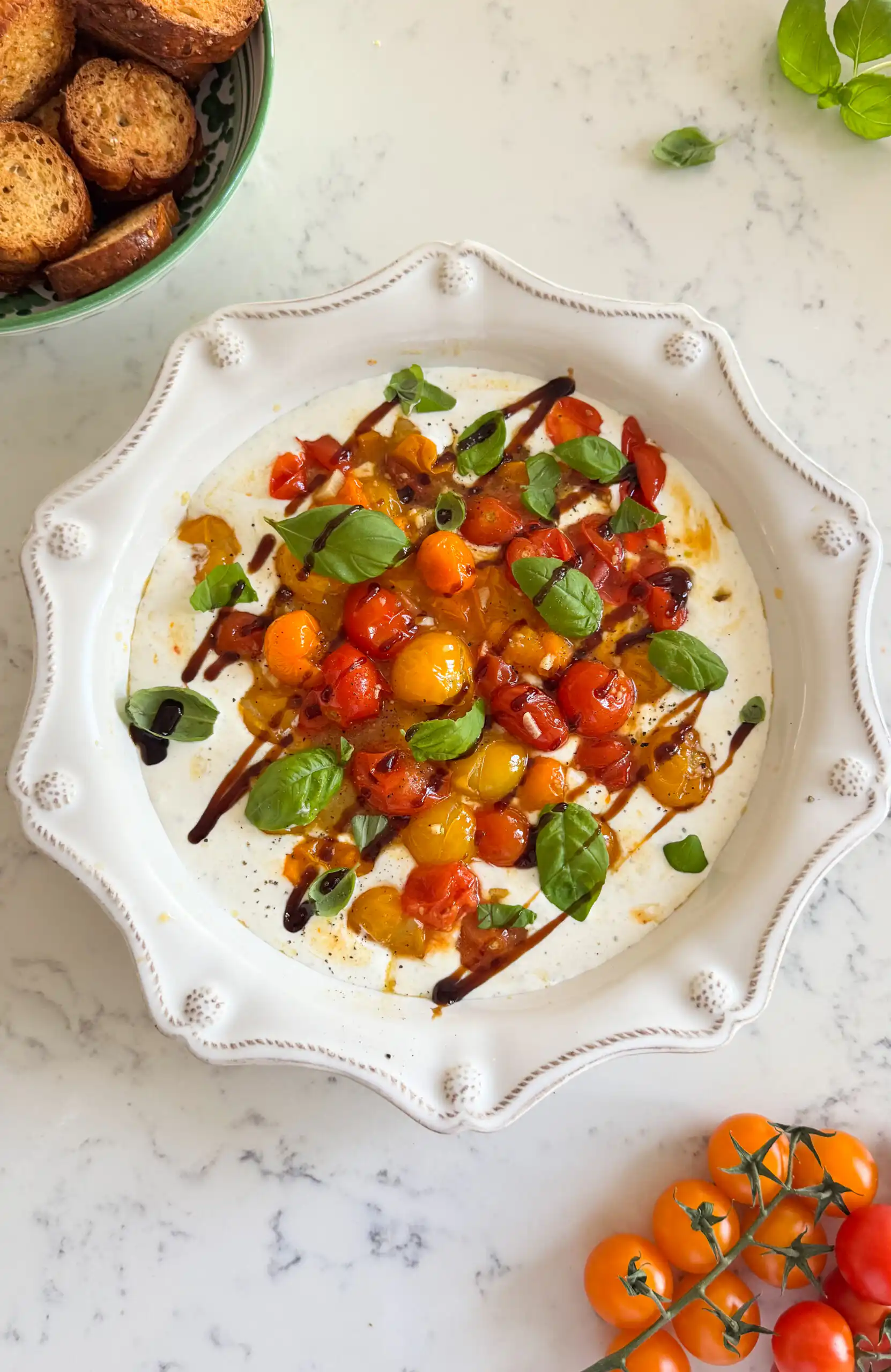 whipped feta dip with roasted tomatoes